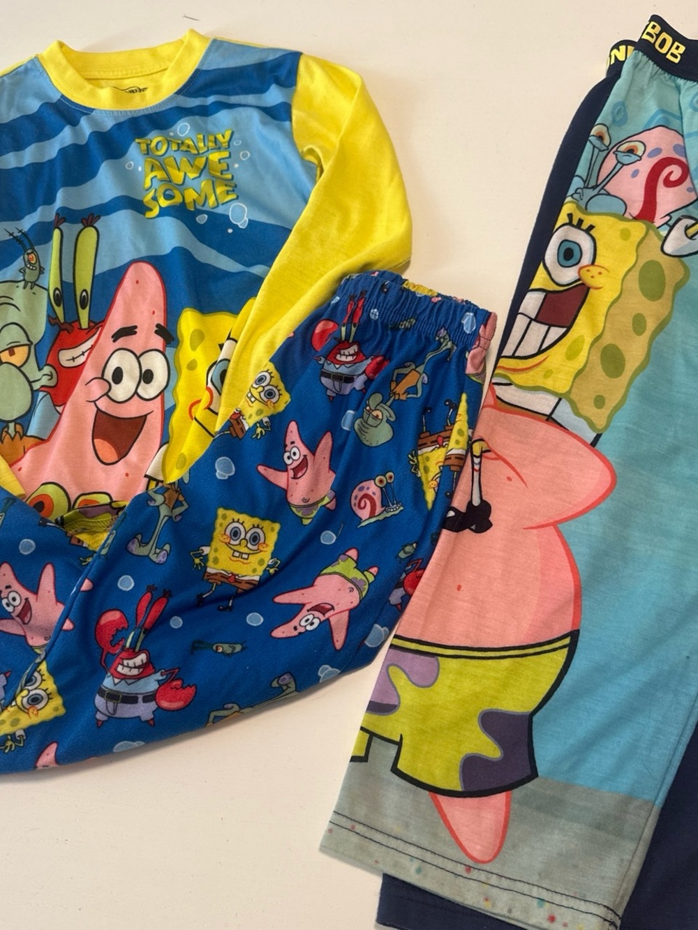 Kids Yellow & Blue Pajama Set - Graphic Long Sleeve Top & Pants